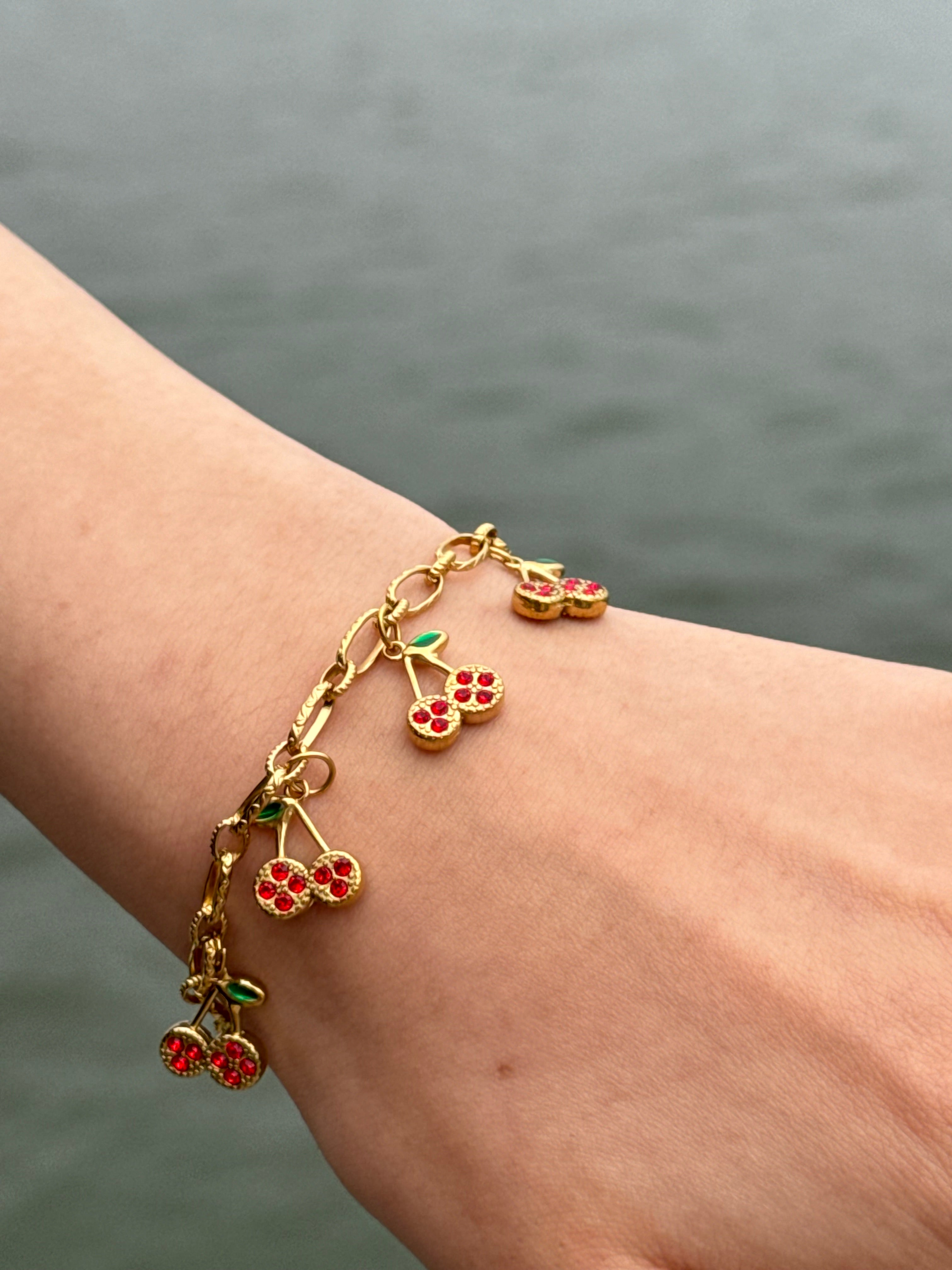 Sparkling Cherry Bracelet