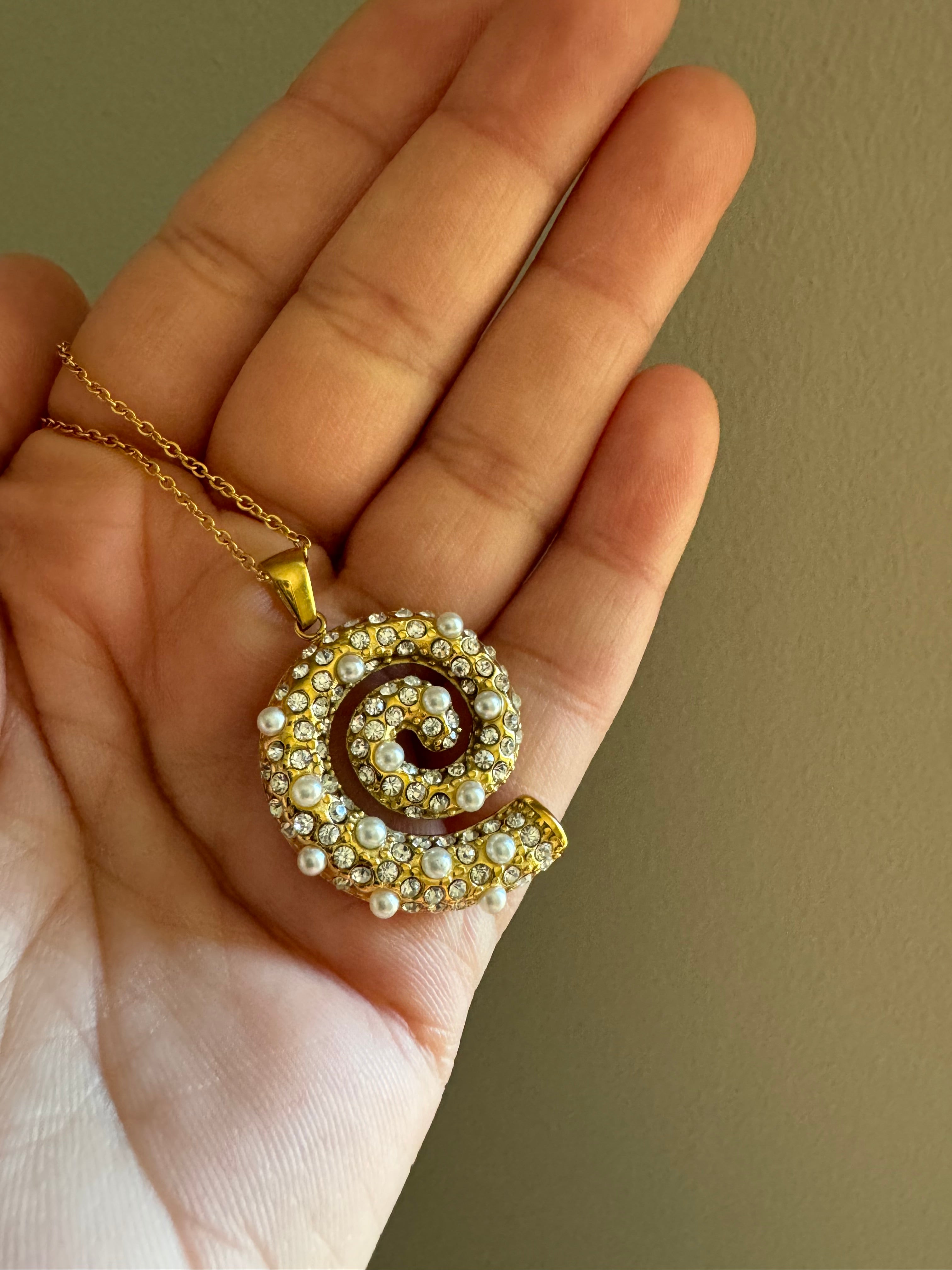 Looped Pearl Golden Necklace