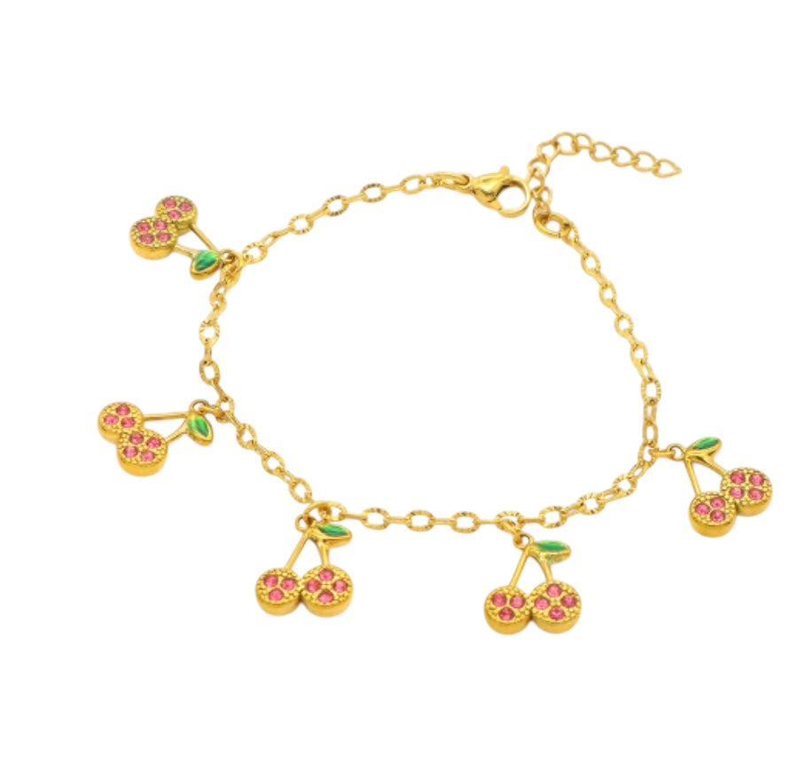 Sparkling Cherry Bracelet