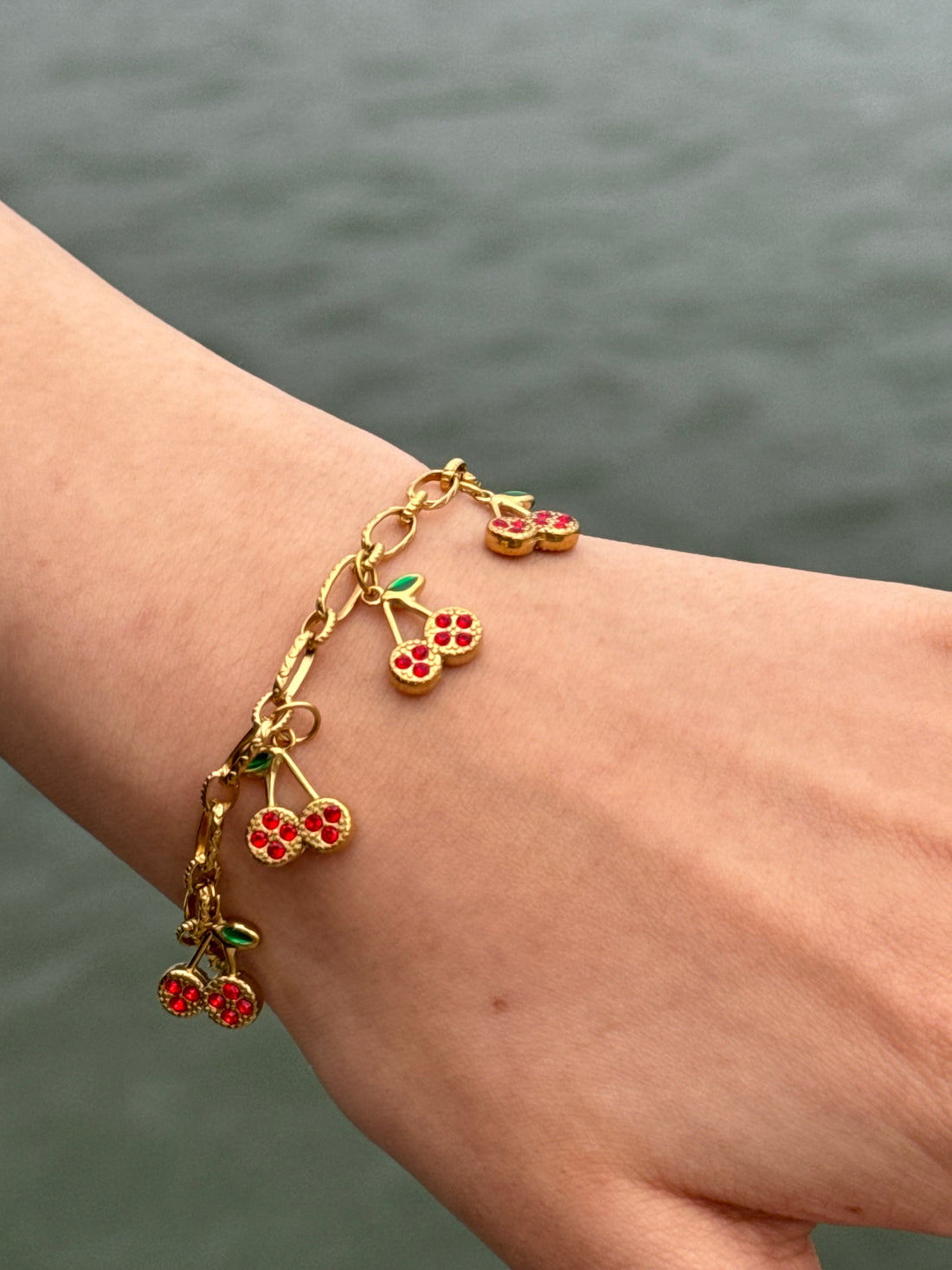 Sparkling Cherry Bracelet