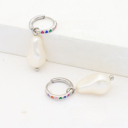 Baroque Glass Pearl Silver Earrings