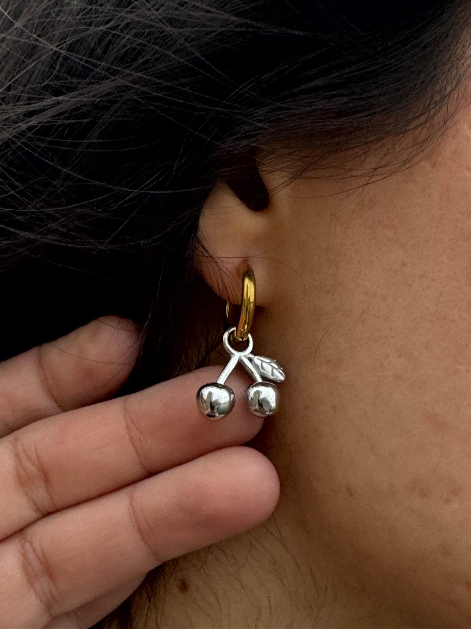 Cherry Silver Earrings