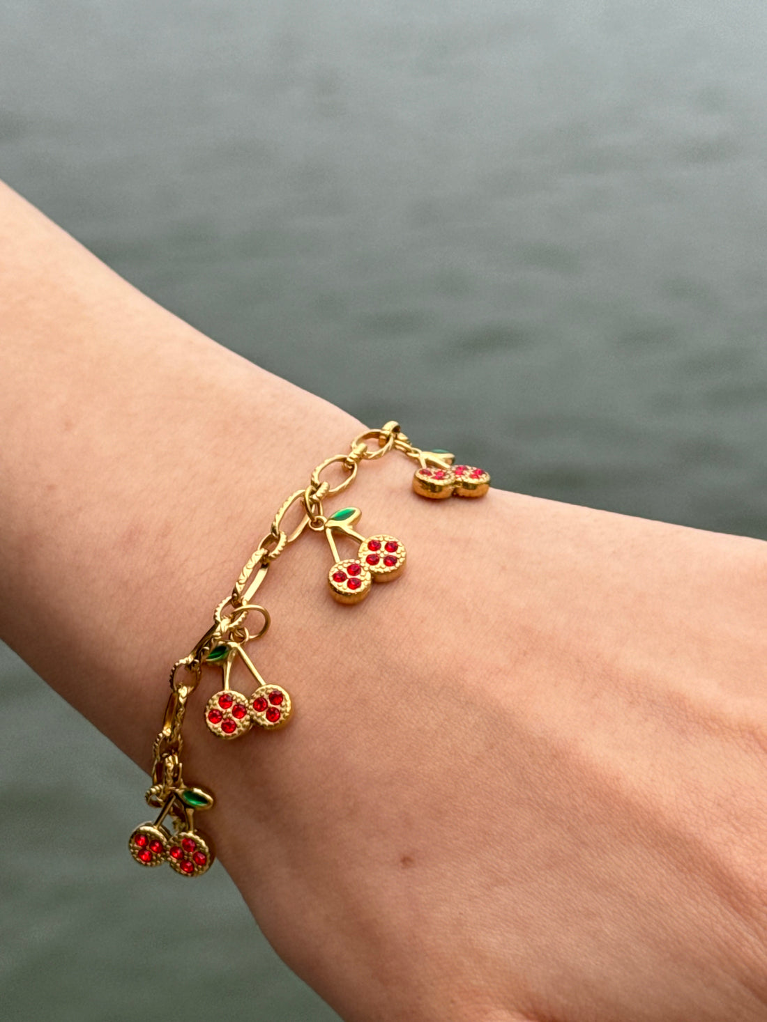 Sparkling Cherry Bracelet