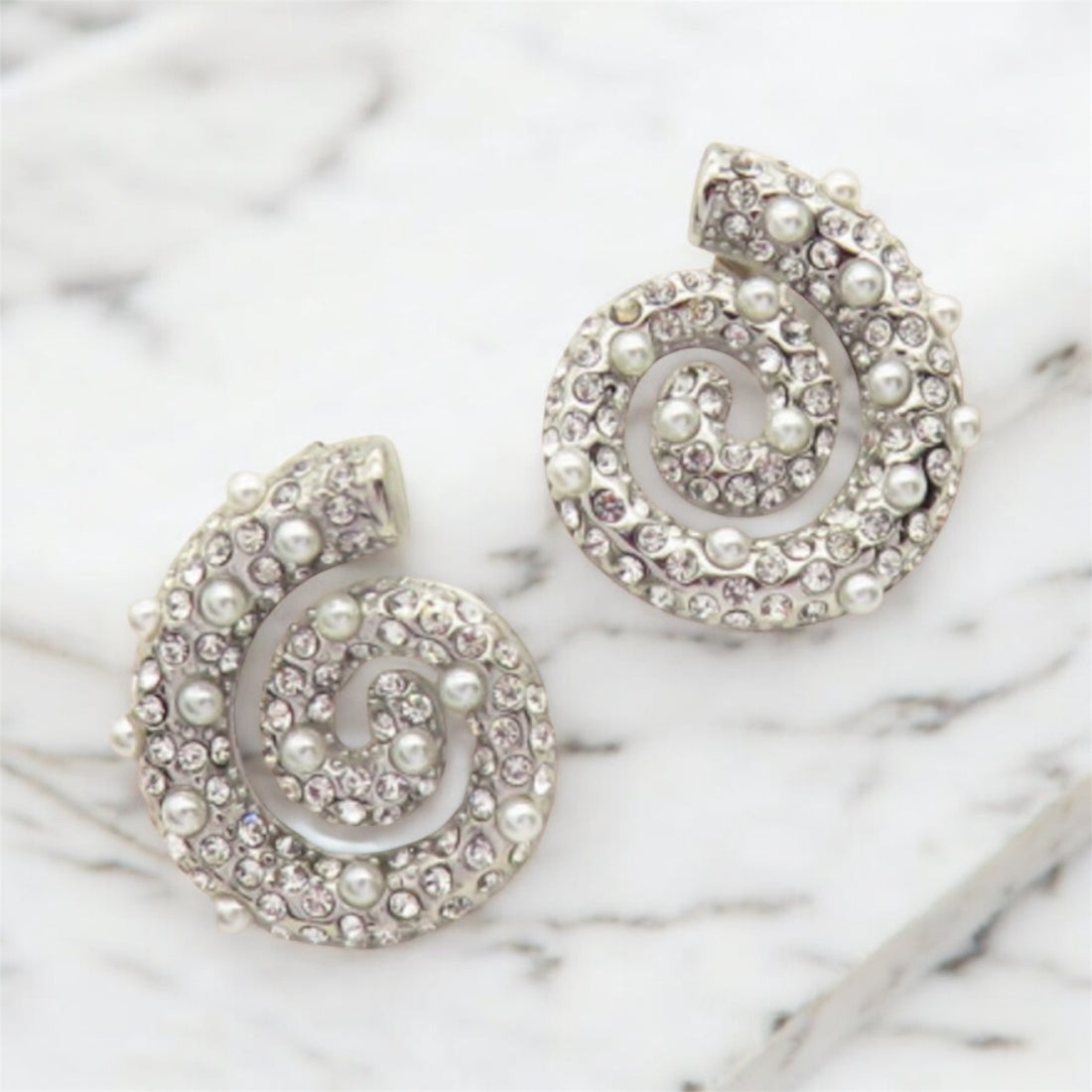 Looped Pearl Silver Earrings
