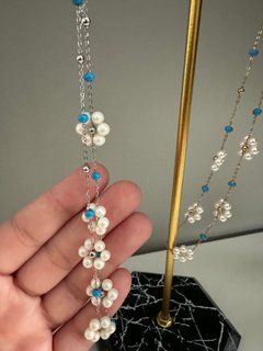 Flower Blue Silver Necklace