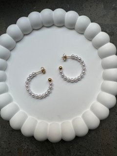 Pearl Golden Hoops